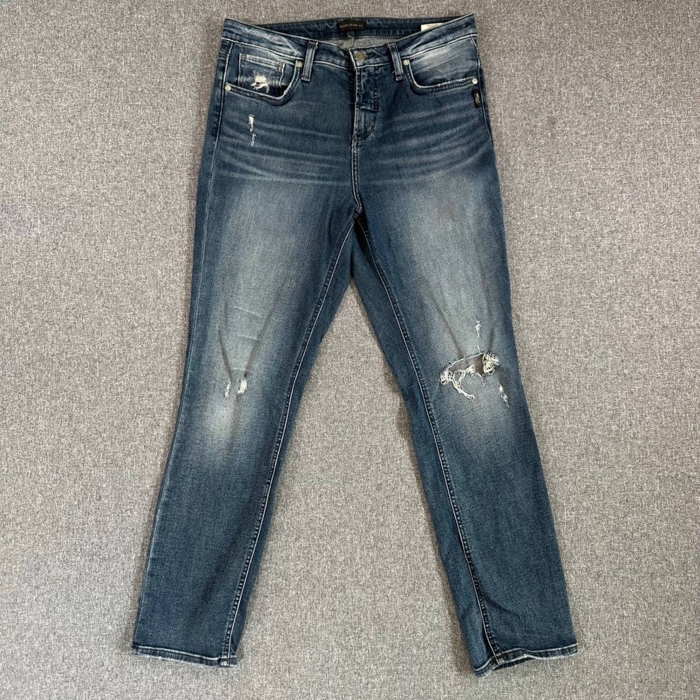 Silver Jeans Co. Jeans Womens W31 Beau Slim Boyfriend L27363EPX345 Distressed